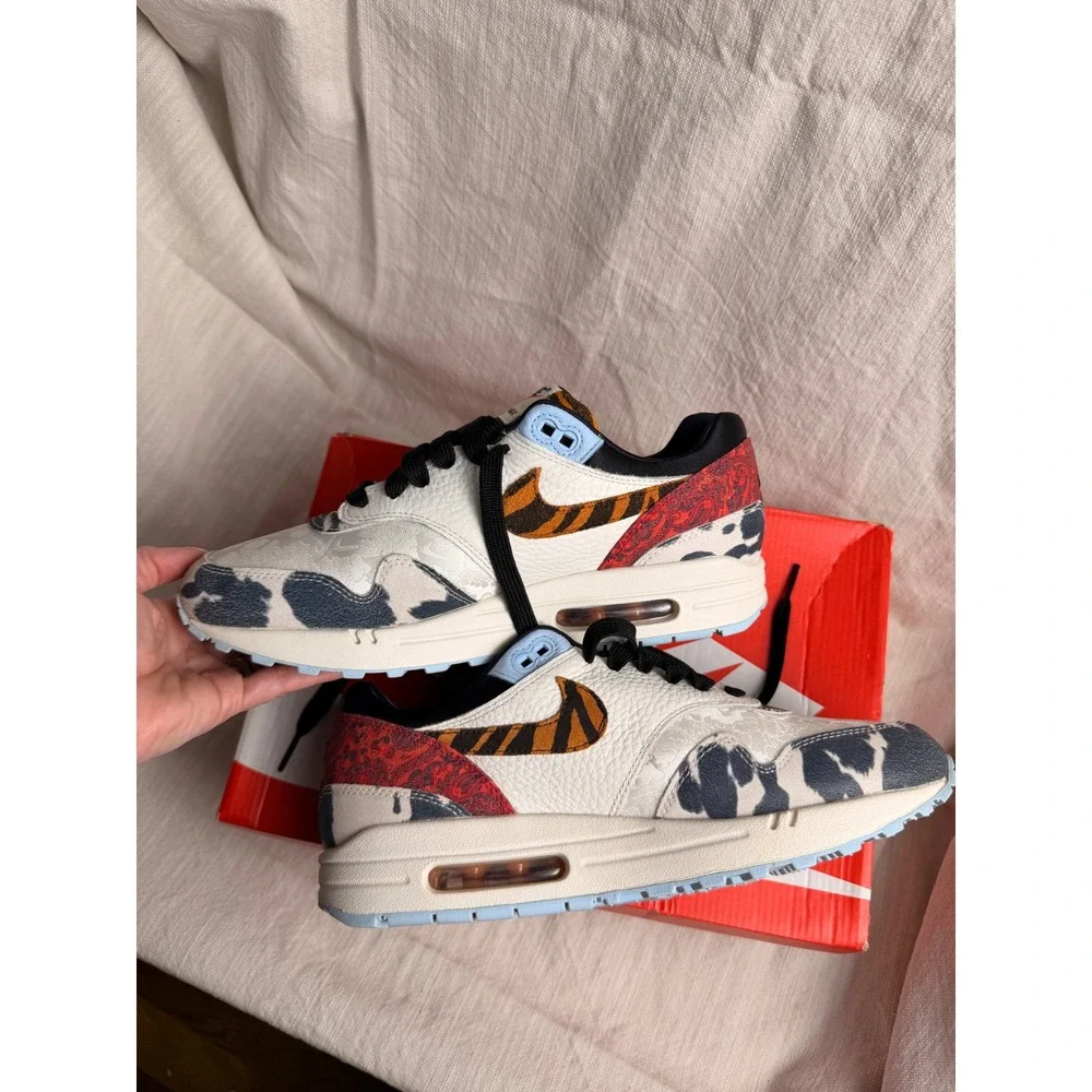 Nike Air Max 1 87 Great Indoors Animal Print Sail Black FD0827-133 Womens 11.5